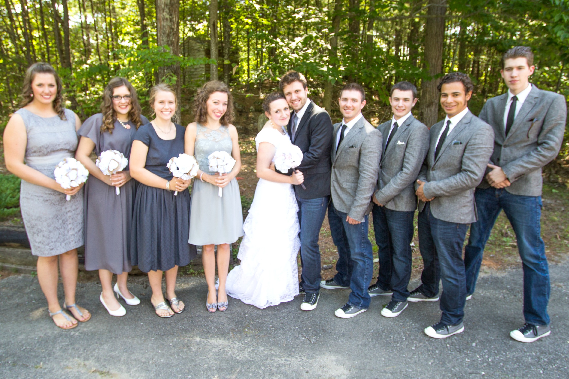 bridal party with converse